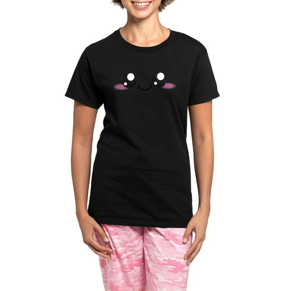CafePress - Kawaii Cute Smiley Face Women's Dark Pajamas - Women's Short Sleeve Print T-Shirt and Pants Dark Cotton Pajama Set