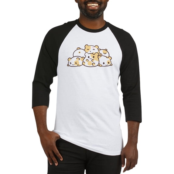 CafePress - Kawaii Hamster Pile Baseball Jersey - Cotton Baseball Jersey, 3/4 Raglan Sleeve Shirt