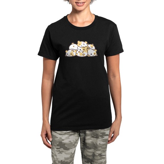 CafePress - Kawaii Hamster Pile Pajamas - Women's Short Sleeve Print T-Shirt and Pants Dark Cotton Pajama Set