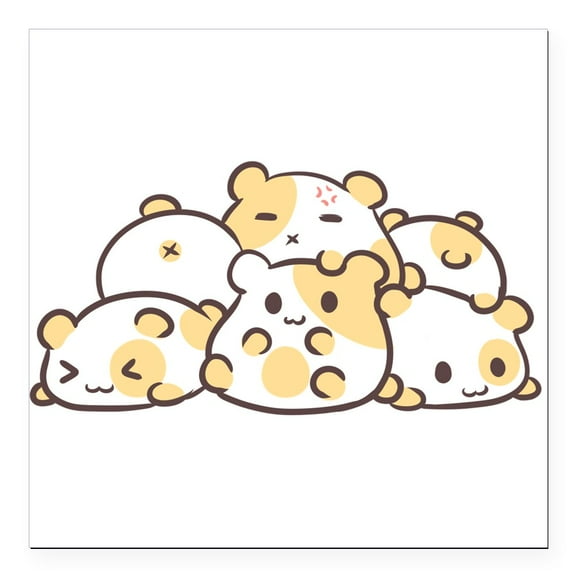 CafePress - Kawaii Hamster Pile Square Car Magnet 3 X 3 - Square Car Magnet 3" x 3"