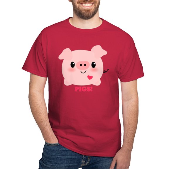 CafePress - Kawaii I Love Pigs Dark T Shirt - Men's Classic Graphic Cotton T-Shirt