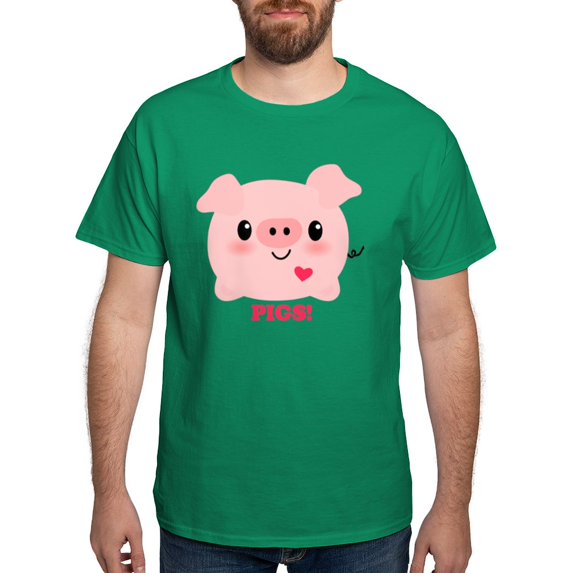 CafePress - Kawaii I Love Pigs Dark T Shirt - Men's Classic Graphic Cotton T-Shirt