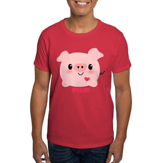 CafePress - Kawaii I Love Pigs Dark T Shirt - Men's Classic Graphic Cotton T-Shirt