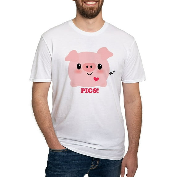 CafePress - Kawaii I Love Pigs Fitted T Shirt - Fitted T-Shirt, Vintage Fit Soft Cotton Tee