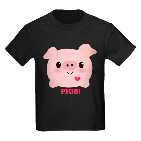 CafePress - Kawaii I Love Pigs Kids Dark T Shirt - Dark T-Shirt Kids XS-XL