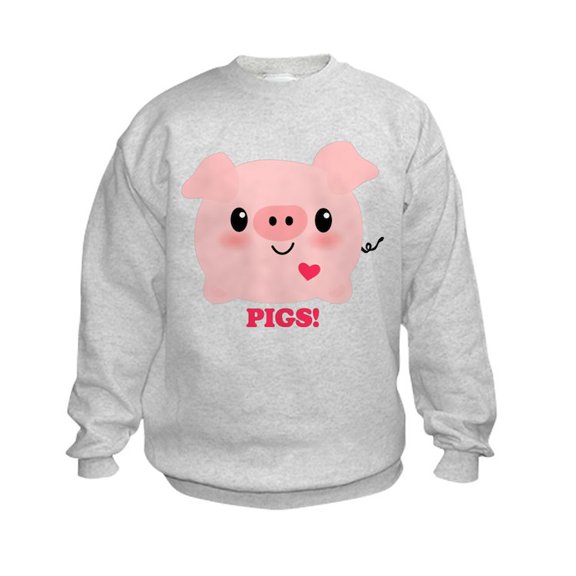 CafePress - Kawaii I Love Pigs Kids Sweatshirt - Kids Sweatshirt, Youth Crew Neck Sweatshirt
