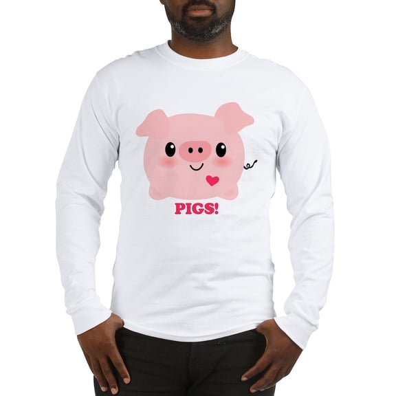 CafePress - Kawaii I Love Pigs Long Sleeve T Shirt - Unisex Cotton Long Sleeve T-Shirt