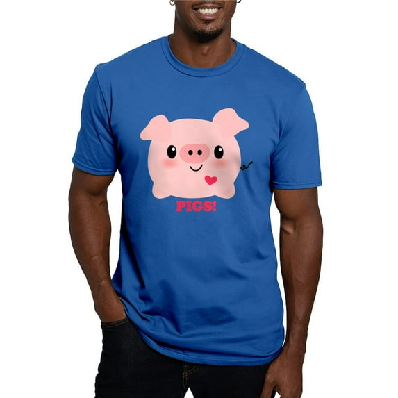 CafePress - Kawaii I Love Pigs Men's Fitted T Shirt (Dark) - Men's Fitted T-Shirt