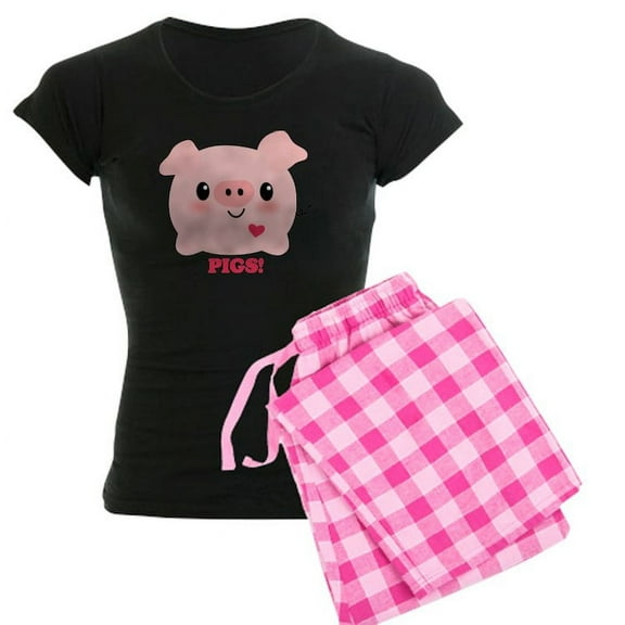 CafePress - Kawaii I Love Pigs - Women's Dark Pajamas