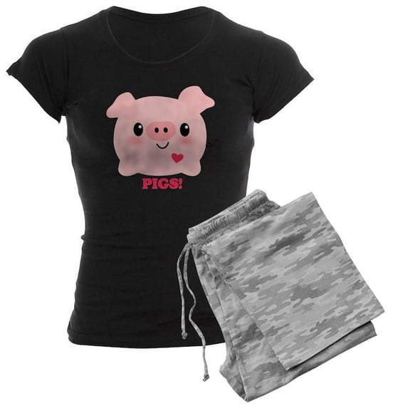 CafePress - Kawaii I Love Pigs - Women's Dark Pajamas