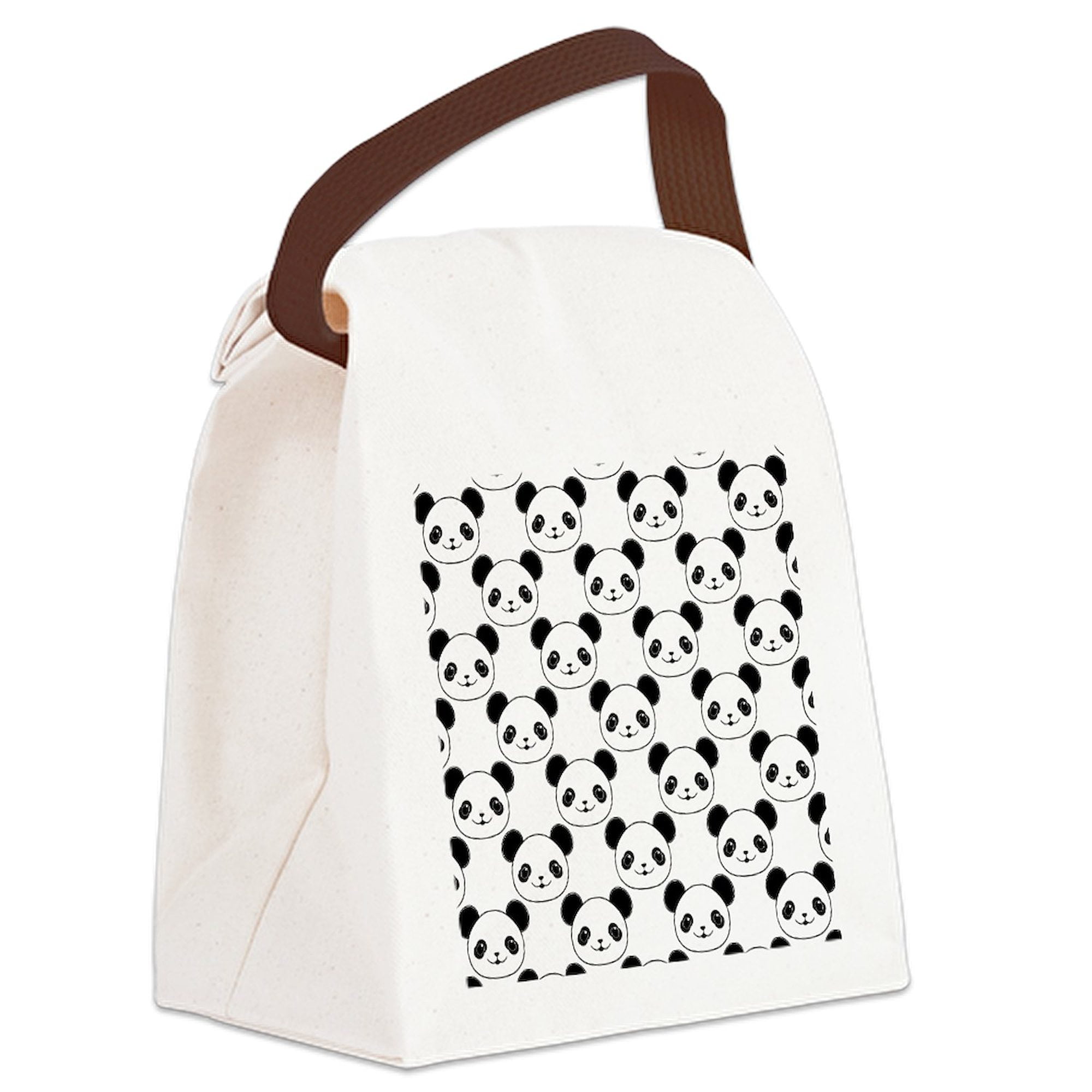 CafePress Kawaii Panda Pattern In Black And White Canvas Lunch Bag with Strap Handle Walmart