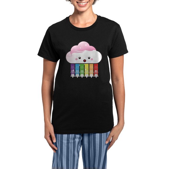 CafePress - Kawaii Rainbow Cloud Women's Dark Pajamas - Women's Short Sleeve Print T-Shirt and Pants Dark Cotton Pajama Set