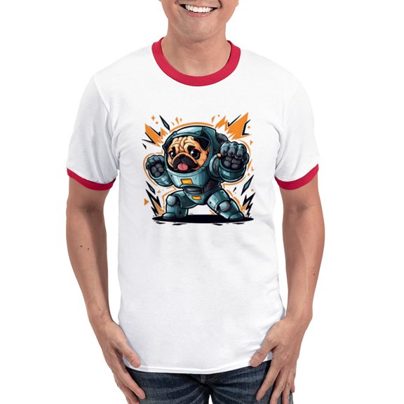 CafePress - Kawaii Style Illustration Men's Ringer T Shirt - 100% Cotton Ringed T-Shirt