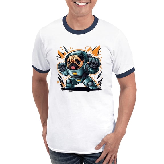 CafePress - Kawaii Style Illustration Men's Ringer T Shirt - 100% Cotton Ringed T-Shirt