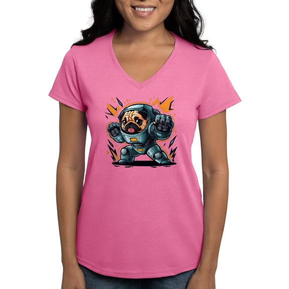 CafePress - Kawaii Style Illustration Women's V Neck T Shirt - Women's V-Neck Dark T-Shirt