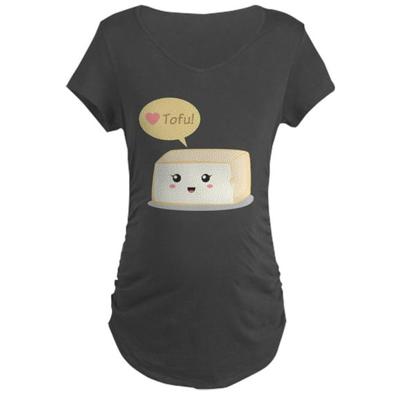 CafePress - Kawaii Tofu Asking People T Maternity Dark T Shirt - Maternity Dark T-Shirt