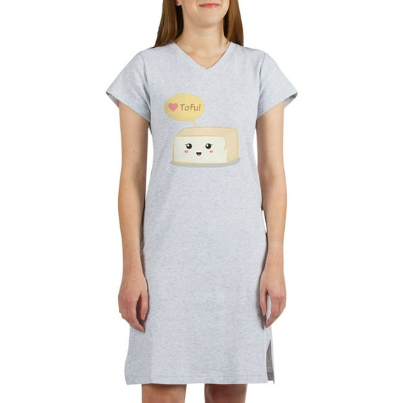 CafePress - Kawaii Tofu Asking People To Lo - Women's Nightshirt