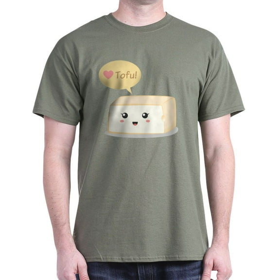 CafePress - Kawaii Tofu Asking People To Love Tof Dark T Shirt - Men's Classic Graphic Cotton T-Shirt