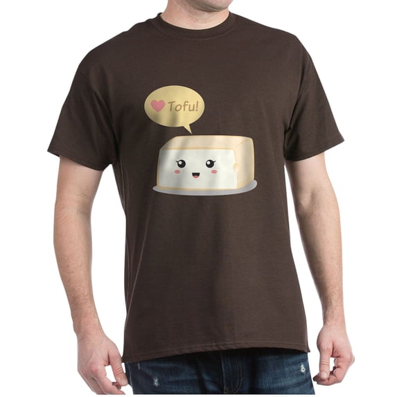 CafePress - Kawaii Tofu Asking People To Love Tof Dark T Shirt - Men's Classic Graphic Cotton T-Shirt