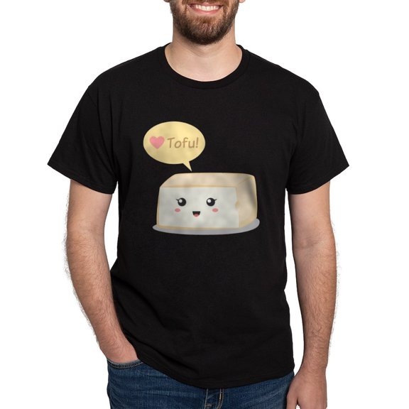 CafePress - Kawaii Tofu Asking People To Love Tof Dark T Shirt - Men's Classic Graphic Cotton T-Shirt