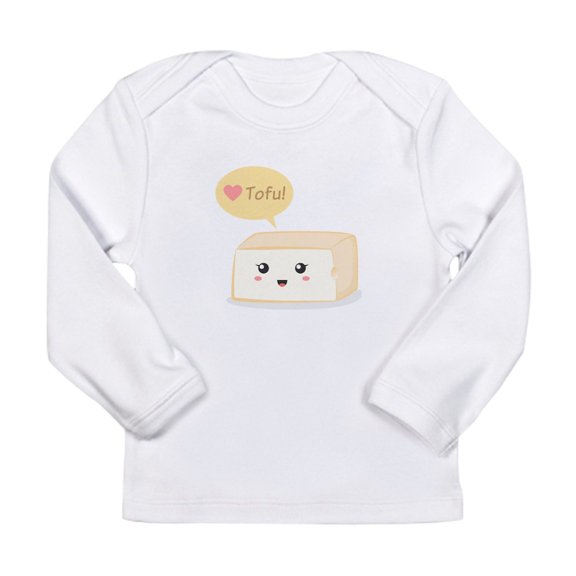 CafePress - Kawaii Tofu Asking People To Love Tofu Long Sleeve - Long Sleeve Infant T-Shirt