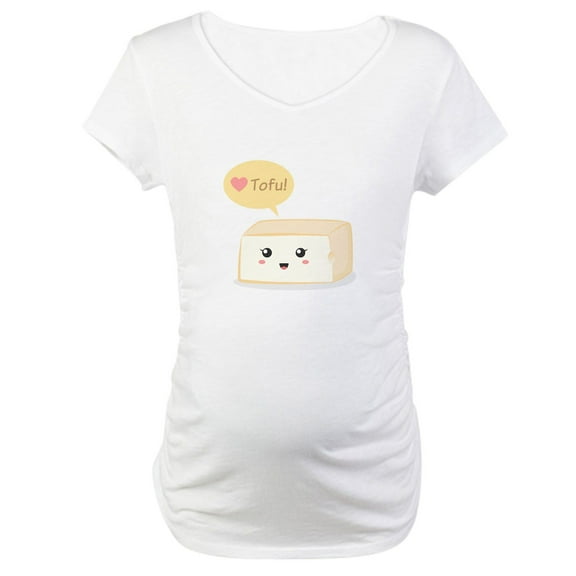 CafePress - Kawaii Tofu Asking People To Love Tofu Maternity T - Cotton Maternity T-shirt, Cute & Funny Pregnancy Tee