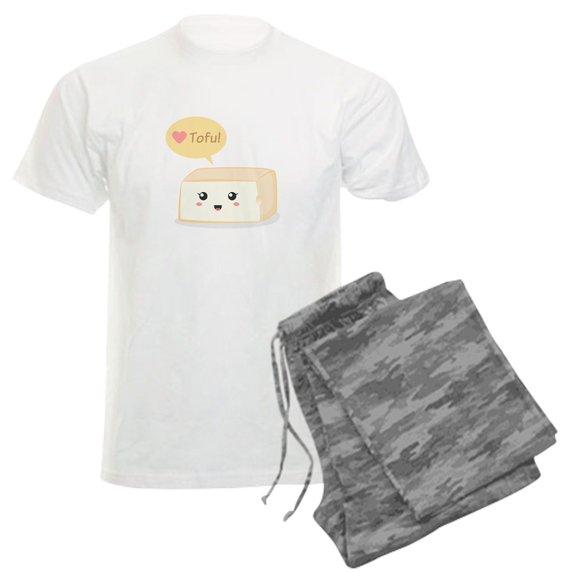 CafePress - Kawaii Tofu Asking People To Love Tofu Men's Light - Men's Light Loose Fit Cotton Pajama Set
