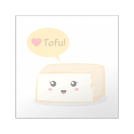 CafePress - Kawaii Tofu Asking People To Love Tofu Square Stic - Square Sticker 3" x 3"