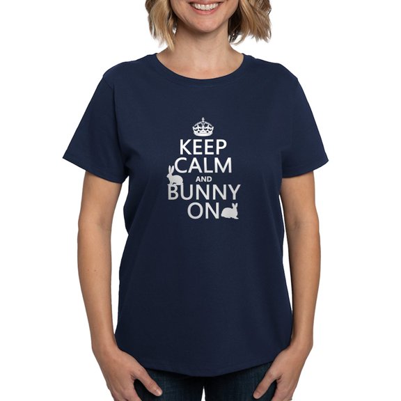 CafePress - Keep Calm And Bunny On T Shirt - Women's Traditional Fit Dark T-Shirt