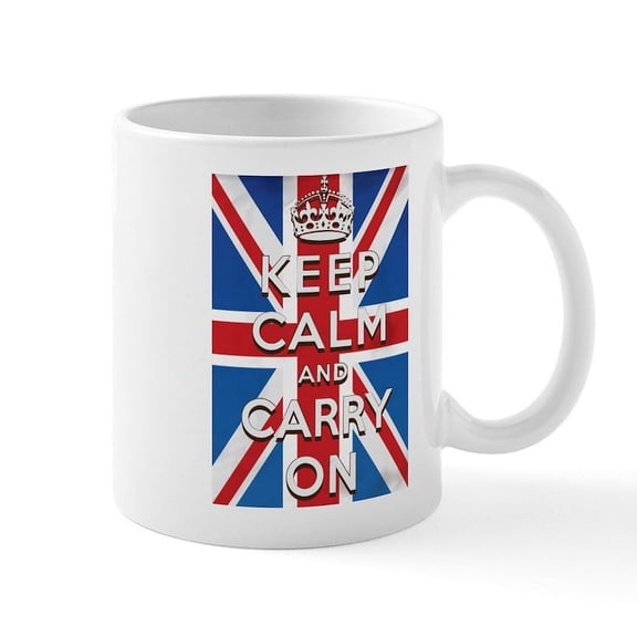 CafePress - Keep Calm And Carry On British Flag Mug - 11 oz Ceramic Mug - Novelty Coffee Tea Cup