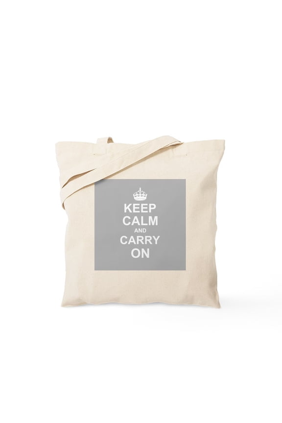 - Keep Calm And Carry On Grey Tote Bag - Unisex Canvas Tote Bag, Beige, 1-Piece