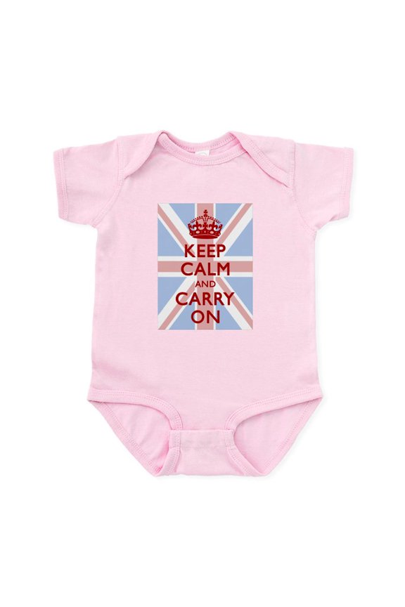 - Keep Calm And Carry On (Light Union Jack) Body Sui - Baby Light Bodysuit, Size Newborn - 24 Months