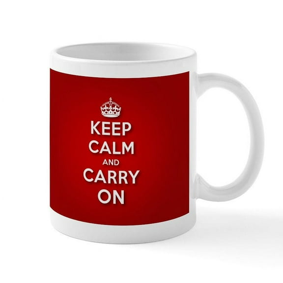 CafePress - Keep Calm And Carry On Mug - 11 oz Ceramic Mug - Novelty Coffee Tea Cup
