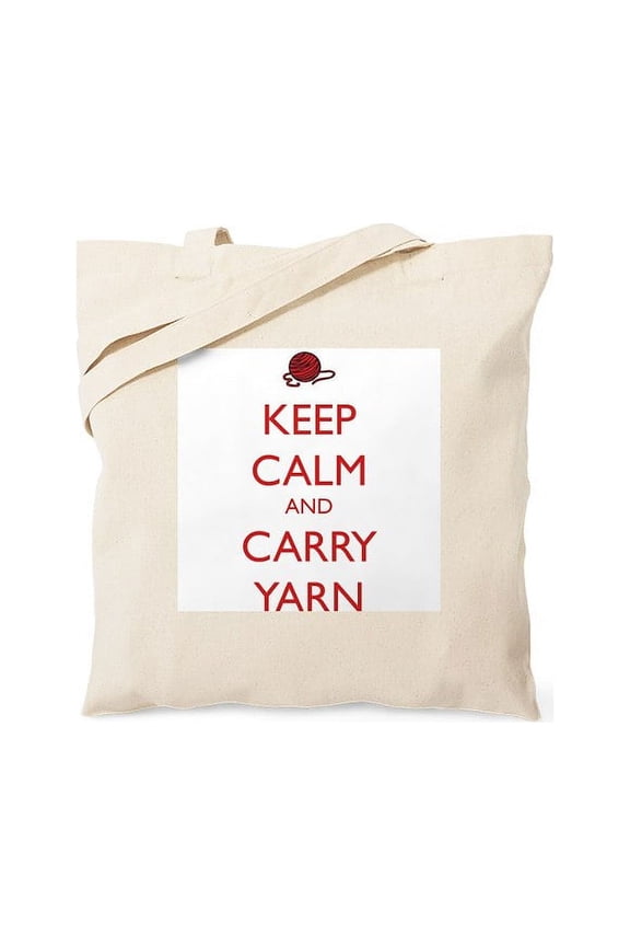 - Keep Calm And Carry Yarn Tote Bag - Unisex Canvas Tote Bag, Beige, 1-Piece