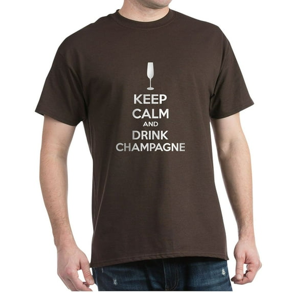 CafePress - Keep Calm And Drink Champagne Dark T Shirt - 100% Cotton T-Shirt