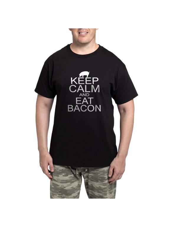 - Keep Calm And Eat Bacon Men's Dark Pajamas - Men's Dark Loose Fit Cotton Pajama Set