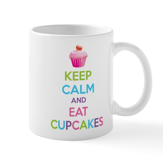 CafePress - Keep Calm And Eat Cupcakes Mug - 11 oz Ceramic Mug - Novelty Coffee Tea Cup