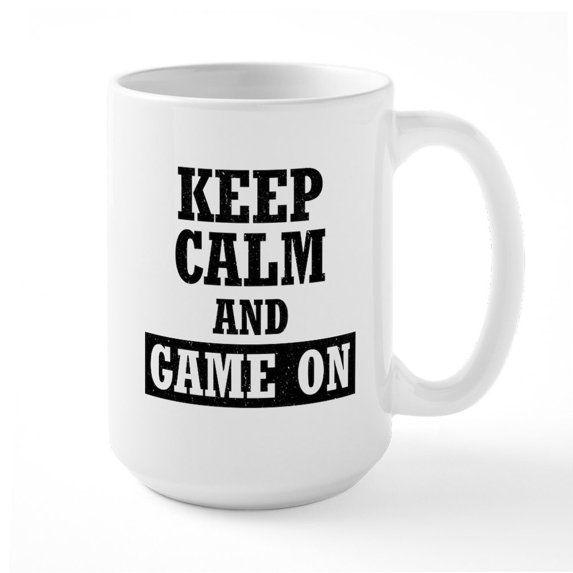 CafePress - Keep Calm And Game On - 15 oz Ceramic Large White Novelty Mug