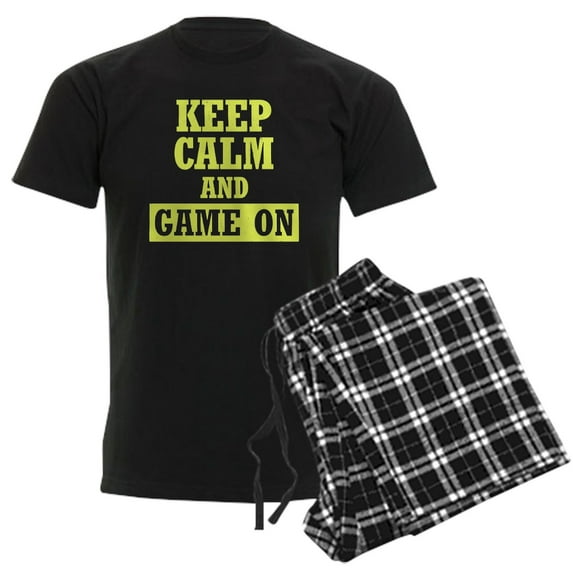 CafePress - Keep Calm And Game On Men's Dark Pajamas - Men's Dark Loose Fit Cotton Pajama Set