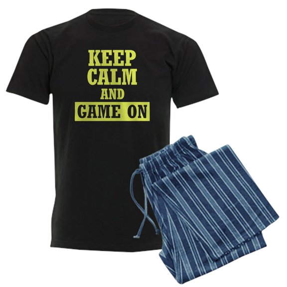CafePress - Keep Calm And Game On Men's Dark Pajamas - Men's Dark Loose Fit Cotton Pajama Set