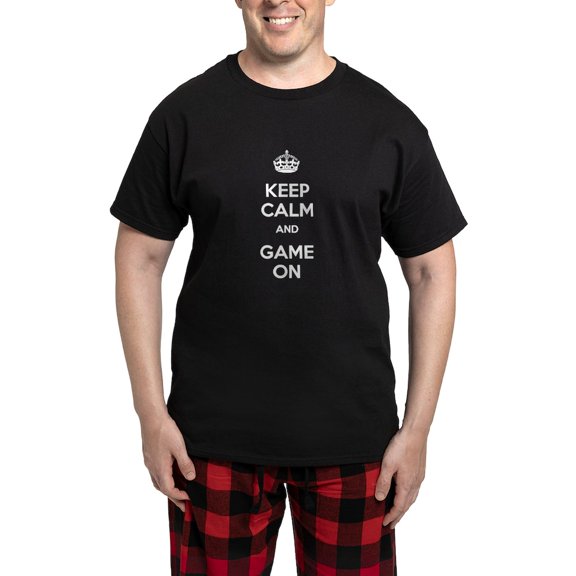 CafePress - Keep Calm And Game On Men's Dark Pajamas - Men's Dark Loose Fit Cotton Pajama Set