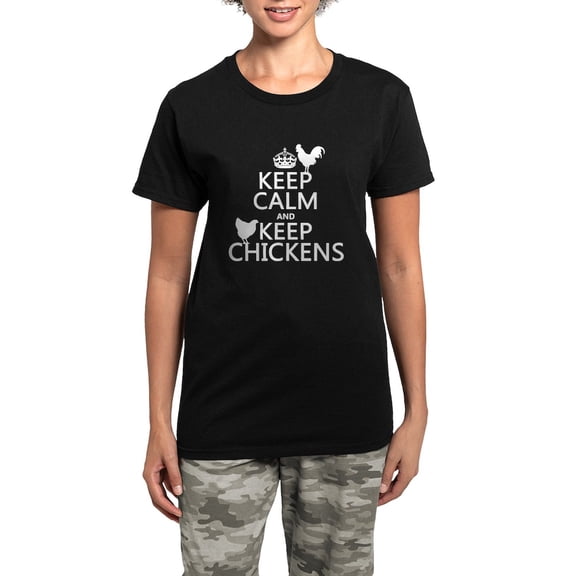 CafePress - Keep Calm And Keep Chickens Women's Dark Pajamas - Women's Short Sleeve Print T-Shirt and Pants Dark Cotton Pajama Set