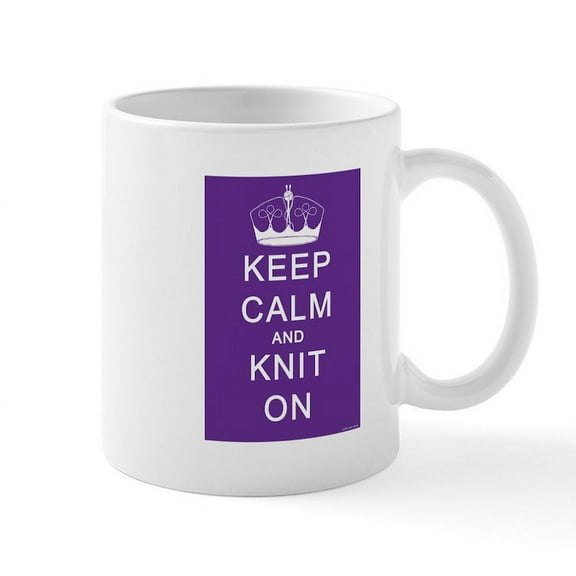 CafePress - Keep Calm And Knit On Mug - 11 oz Ceramic Mug - Novelty Coffee Tea Cup