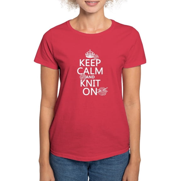 CafePress - Keep Calm And Knit On T Shirt - Women's Traditional Fit Dark T-Shirt