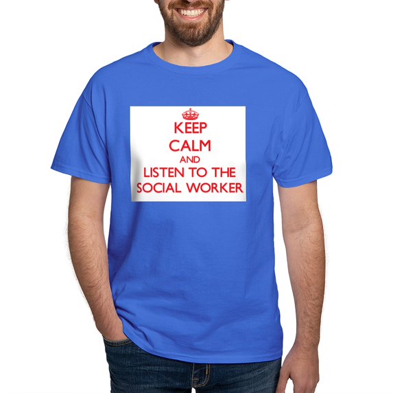 CafePress - Keep Calm And Listen To The Social Worker Men's Va - Men's Classic Graphic Cotton T-Shirt