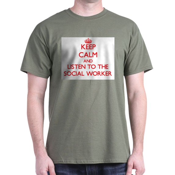 CafePress - Keep Calm And Listen To The Social Worker Men's Va - Men's Classic Graphic Cotton T-Shirt