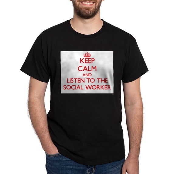 CafePress - Keep Calm And Listen To The Social Worker Men's Va - Men's Classic Graphic Cotton T-Shirt