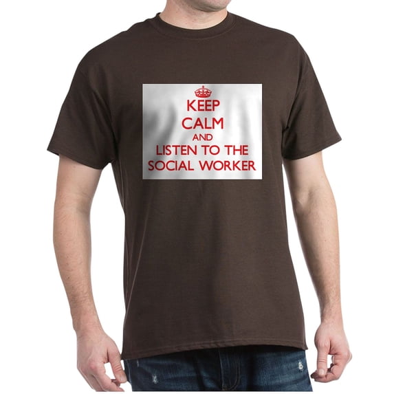 CafePress - Keep Calm And Listen To The Social Worker Men's Va - Men's Classic Graphic Cotton T-Shirt