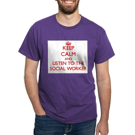 CafePress - Keep Calm And Listen To The Social Worker Men's Va - Men's Classic Graphic Cotton T-Shirt