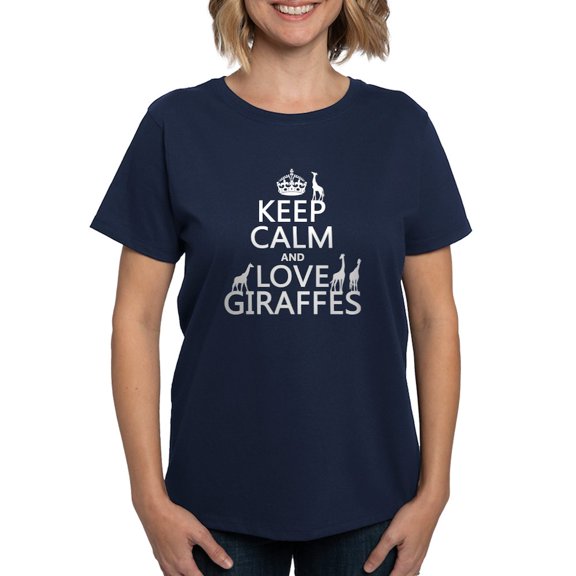 CafePress - Keep Calm And Love Giraffes T Shirt - Women's Traditional Fit Dark T-Shirt